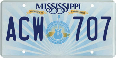 MS license plate ACW707