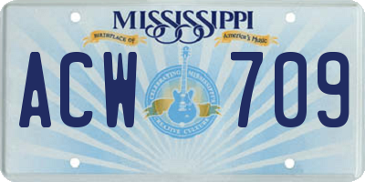 MS license plate ACW709
