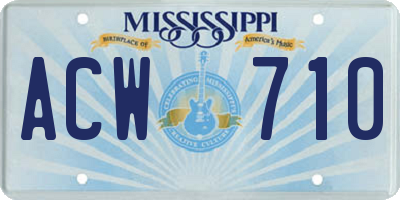 MS license plate ACW710
