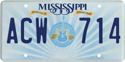 MS license plate ACW714