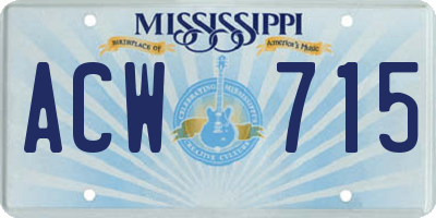 MS license plate ACW715