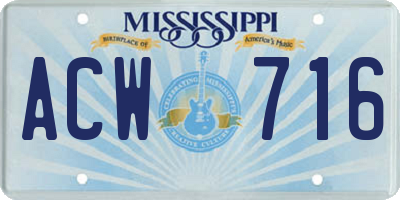 MS license plate ACW716