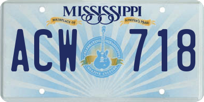 MS license plate ACW718