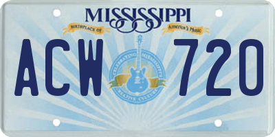 MS license plate ACW720