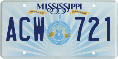 MS license plate ACW721
