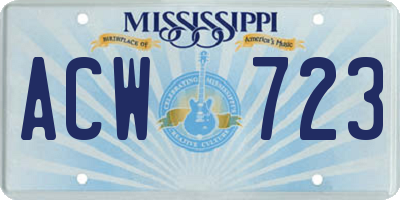 MS license plate ACW723
