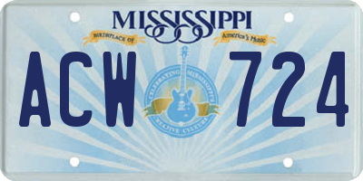 MS license plate ACW724