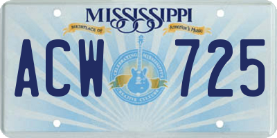 MS license plate ACW725