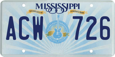 MS license plate ACW726