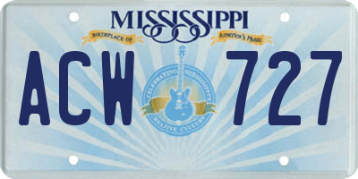 MS license plate ACW727