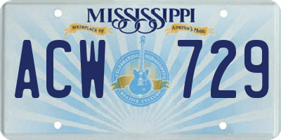 MS license plate ACW729