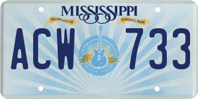 MS license plate ACW733