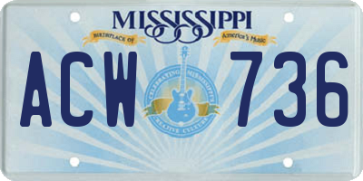 MS license plate ACW736