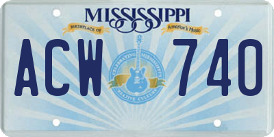 MS license plate ACW740