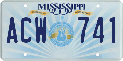 MS license plate ACW741