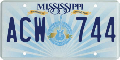 MS license plate ACW744