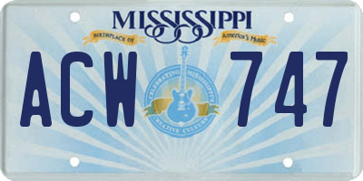 MS license plate ACW747
