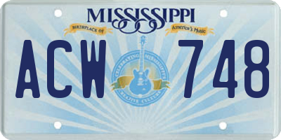 MS license plate ACW748