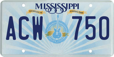 MS license plate ACW750