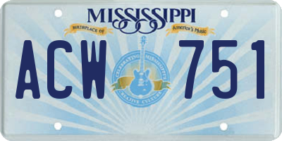 MS license plate ACW751