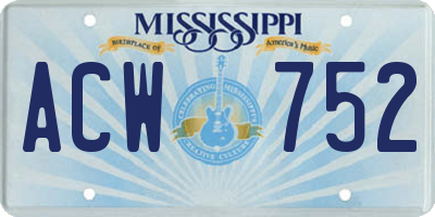 MS license plate ACW752
