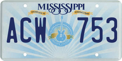 MS license plate ACW753