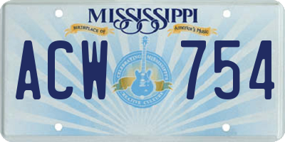 MS license plate ACW754