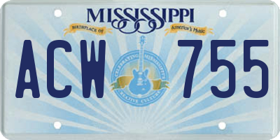 MS license plate ACW755