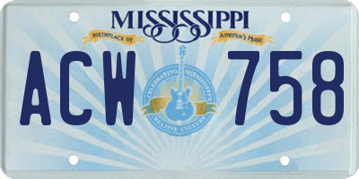 MS license plate ACW758