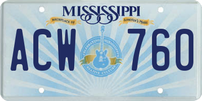 MS license plate ACW760