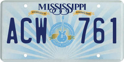 MS license plate ACW761