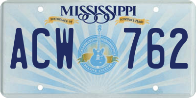 MS license plate ACW762