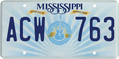 MS license plate ACW763