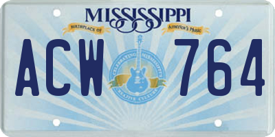 MS license plate ACW764