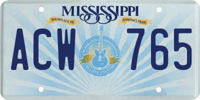 MS license plate ACW765