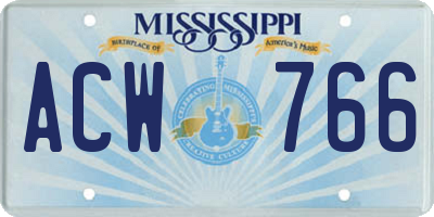 MS license plate ACW766