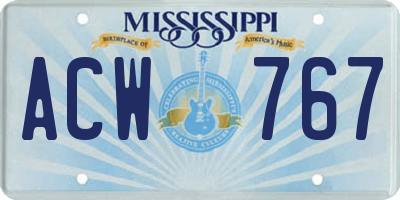 MS license plate ACW767