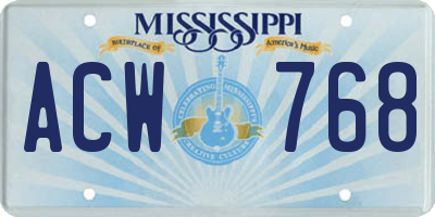 MS license plate ACW768