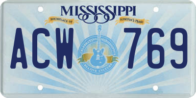 MS license plate ACW769