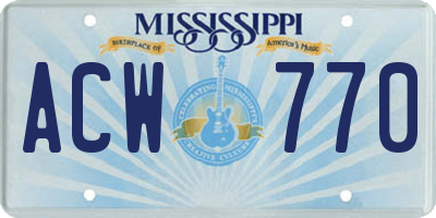 MS license plate ACW770