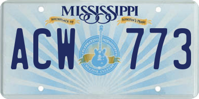 MS license plate ACW773