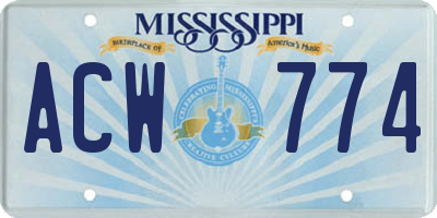 MS license plate ACW774