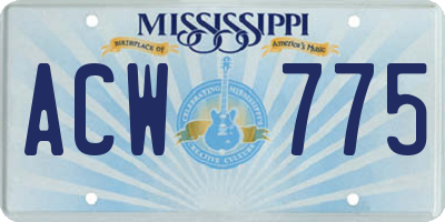 MS license plate ACW775