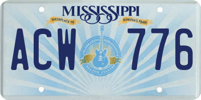 MS license plate ACW776