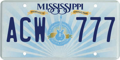 MS license plate ACW777