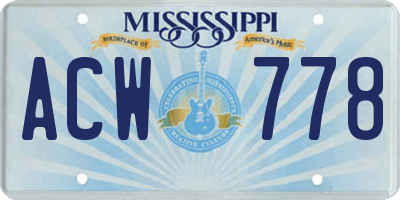 MS license plate ACW778