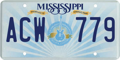 MS license plate ACW779