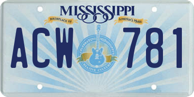 MS license plate ACW781