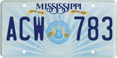 MS license plate ACW783