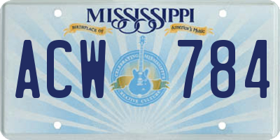 MS license plate ACW784